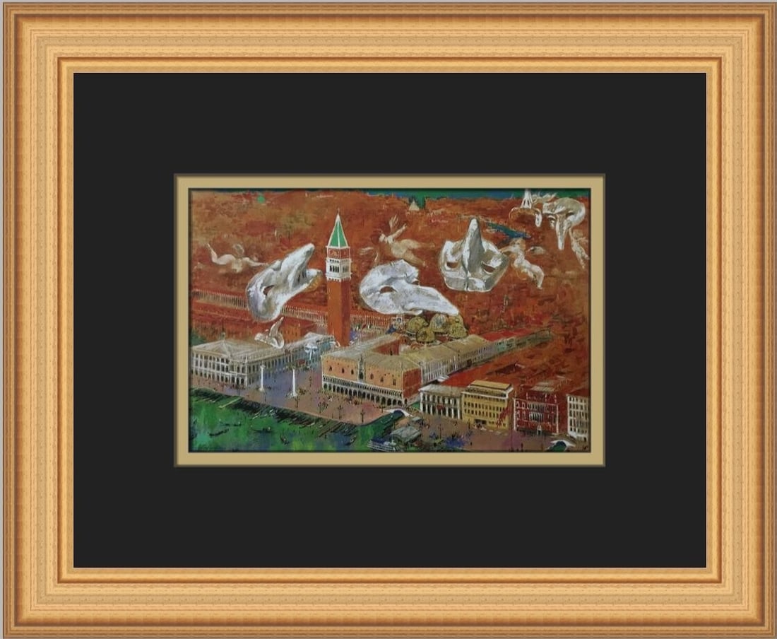 LeRoy Neiman Masks Over Venice Custom Framed Art Print 11x13: LeRoy Neiman Masks Over Venice Custom Framed Art Print 11x13 Enhance your art collection with this stunning custom framed print titled "Masks Over Venice" by renowned artist LeRoy Neiman. This medium-