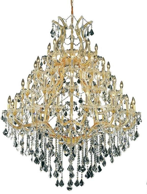 Elegant Lighting Maria Theresa Chandelier Gold Finish Royal-Cut Crystal 62H 46W 46D: Elegant Lighting Maria Theresa Chandelier Gold Finish Royal-Cut Crystal 62H 46W 46D Illuminate your space with the Luxurious Maria Theresa Chandelier, featuring an exquisite gold finish. This stunning