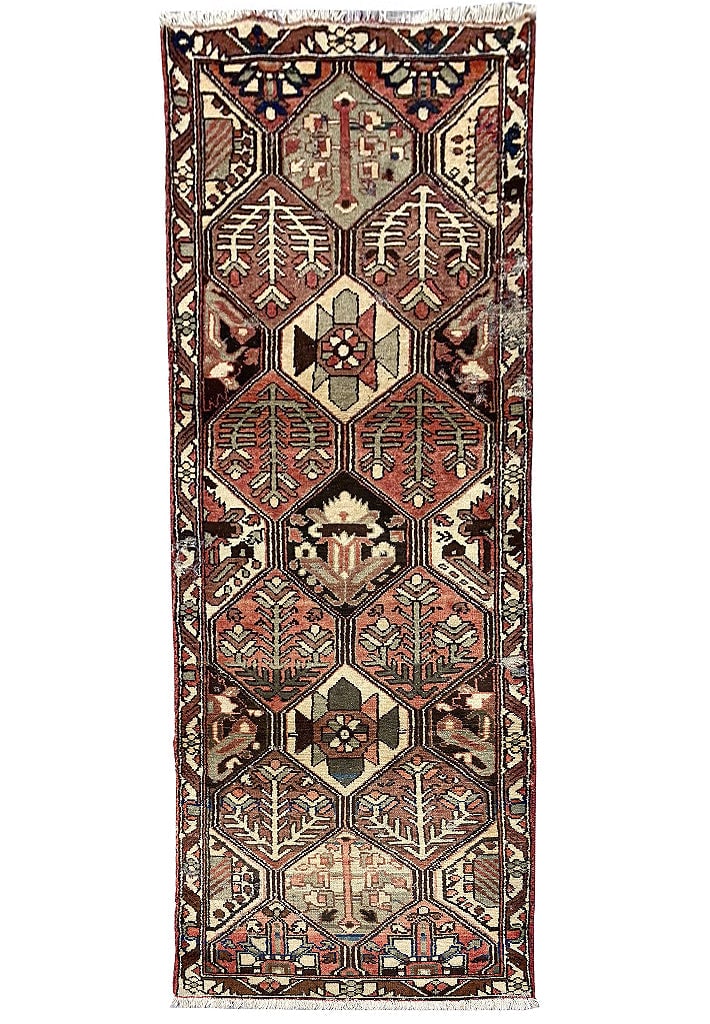 Persian Hamadan Tribal Runner 38 x 113 Wool Handwoven Rug Iran: Persian Hamadan Tribal Runner 38 x 113 Wool Handwoven Rug Iran Free continental US Shipping This handwoven Persian Tribal Hamadan runner is crafted in the Hamadan region of Iran, known for its skilled