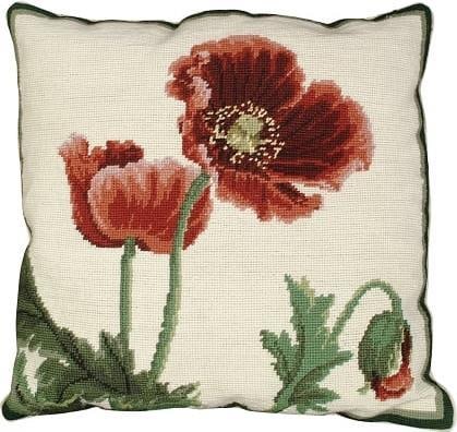Victorian Poppy Throw Pillow 18x18 Hand-Made Cotton Velvet: Victorian Poppy Throw Pillow 18x18 Hand-Made Cotton Velvet Enhance your home decor with this exquisite Victorian Style Poppy Throw Pillow. Measuring 18 inches by 18 inches, this pillow showcases a bea