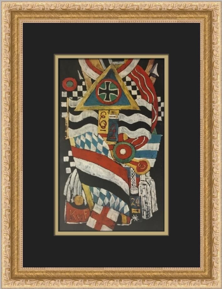 Mardsen Hartley Portrait of a German Officer Custom Framed Print 1957: Mardsen Hartley Portrait of a German Officer Custom Framed Print 1957 This stunning custom framed print titled 'Portrait of a German Officer' by Mardsen Hartley showcases the artist's skill in Impress