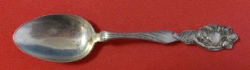 Sterling Silver Teaspoon Secret of the Flowers Pattern by Unger 5 7/8 Inch: Sterling Silver Teaspoon Secret of the Flowers Pattern by Unger 5 7/8 Inch This is a sterling silver teaspoon in the Secret of the Flowers pattern by Unger. Featuring a figural Art Nouveau design, thi
