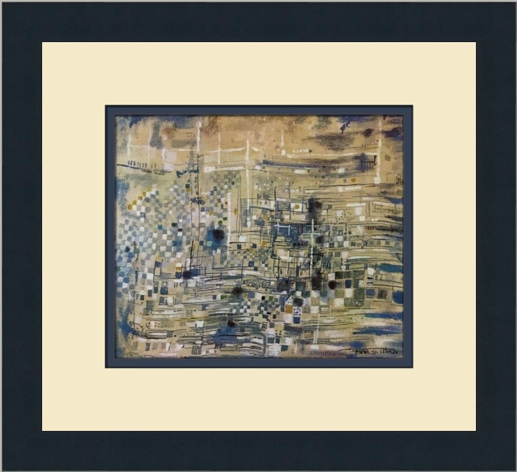 Maria Helene Vieira Abstract Print 14 x 14 Custom Framed Art: Maria Helene Vieira Abstract Print 14 x 14 Custom Framed Art This captivating abstract print by artist Maria Helene Vieira, produced in 1977, showcases the essence of Abstract Impressionism. Measuring