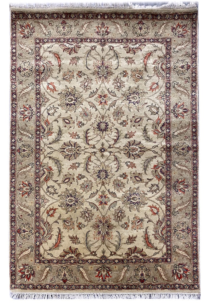 Handmade 4 x 6.3 Wool Jaipour Area Rug: Handmade 4 x 6.3 Wool Jaipour Area Rug Free continental US Shipping Enhance your space with this exquisite handmade wool Jaipour rug, measuring 4 x 6.3 feet. Perfect for adding a touch of elegance and
