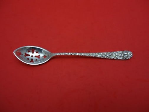 Schofield Baltimore Rose Sterling Silver Olive Spoon 6 1/8 Inches: Schofield Baltimore Rose Sterling Silver Olive Spoon 6 1/8 Inches This exquisite serving spoon is a sterling silver olive spoon from the renowned Schofield brand, featuring the elegant Baltimore Rose