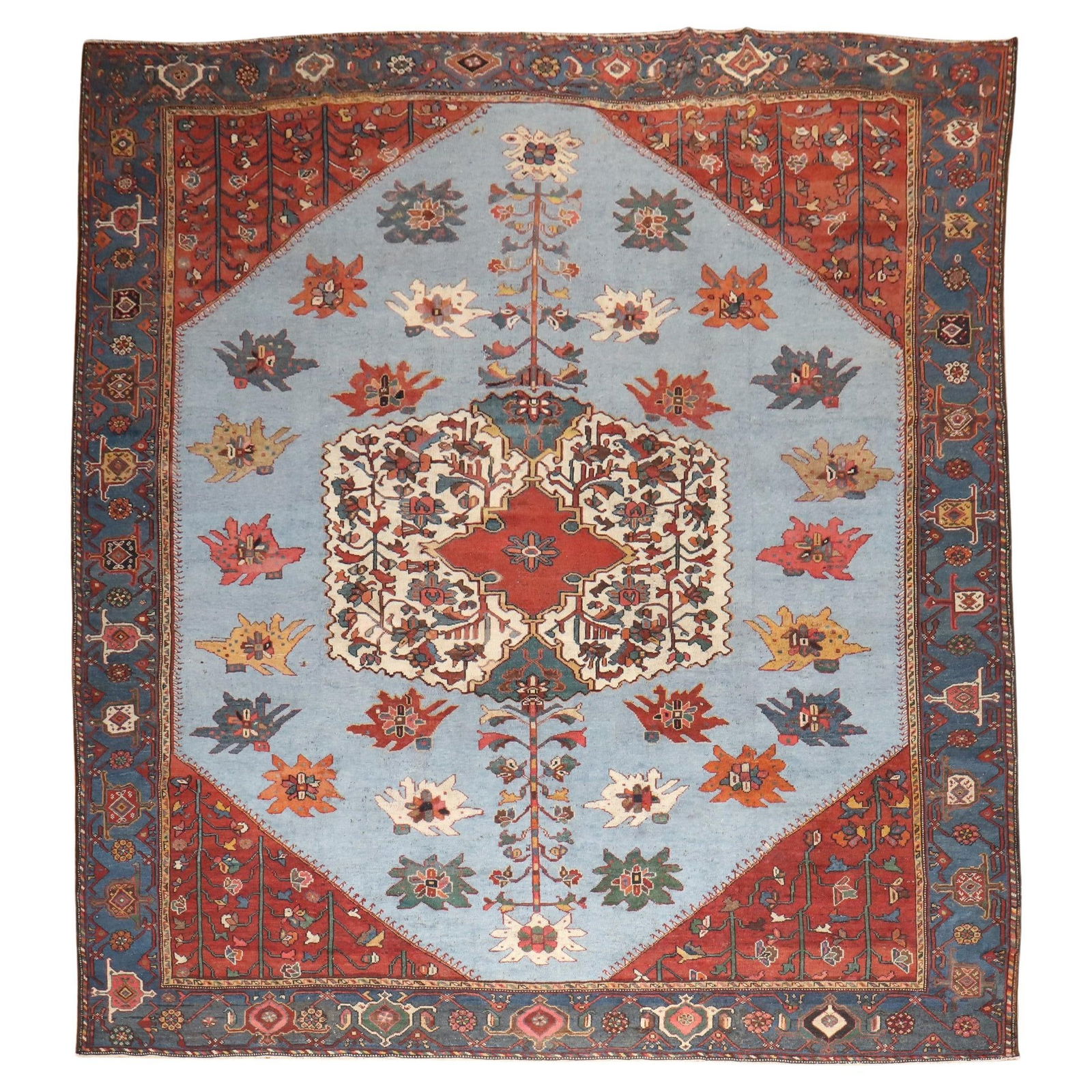 Dramatic Antique Persian Bakhtiari Square Rug 10'9" x 12'7" Hand-Woven Wool: Dramatic Antique Persian Bakhtiari Square Rug 10'9" x 12'7" Hand-Woven Wool This stunning early 20th Century Persian Bakhtiari rug features a dramatic square design that adds a bold touch to any indus