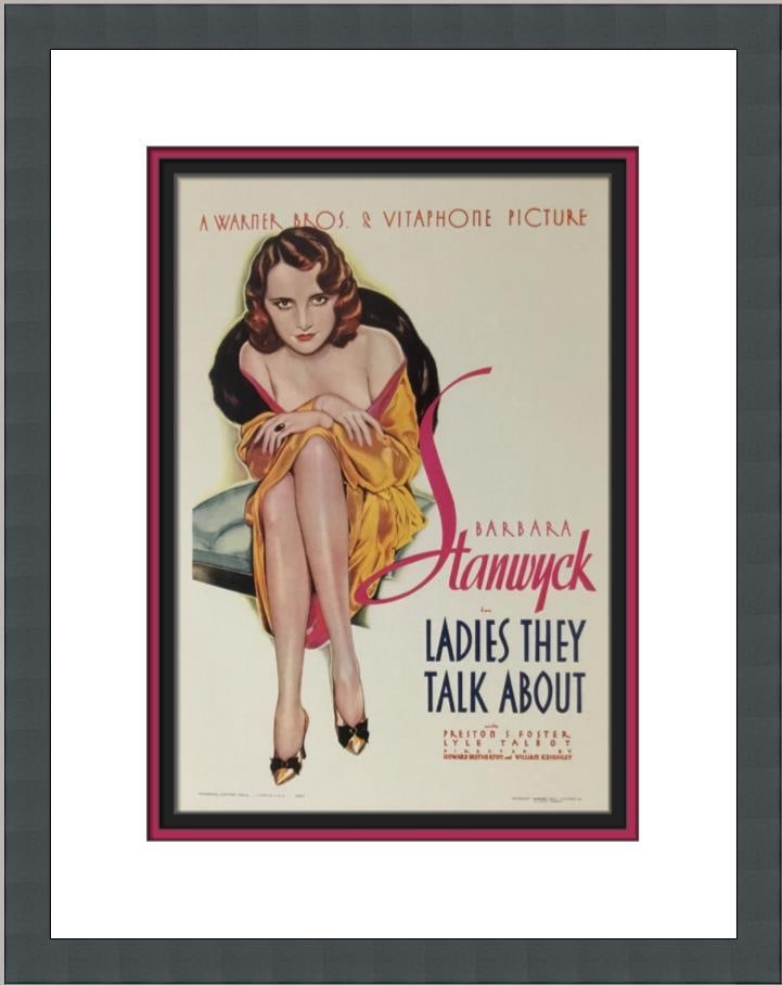 Custom Framed 1960s Movie Poster Ladies They Talk About: Custom Framed 1960s Movie Poster Ladies They Talk About This striking custom framed movie poster print for 'Ladies They Talk About' is a perfect addition to any film enthusiast's collection. Measuring