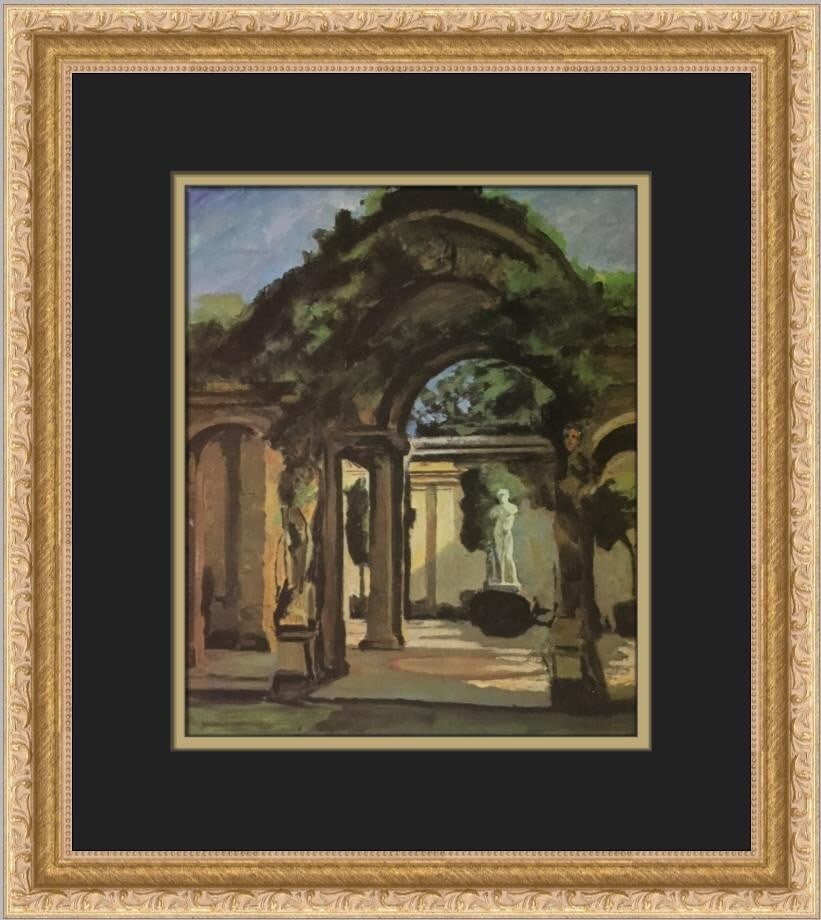 Sir Winston Churchill In the Italian Garden at Hever Custom Framed Print 1967 (1 of 2)