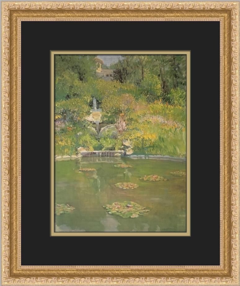 Jane Peterson Vedder's Fountain Custom Framed Print 17x14 Impressionism (1 of 2)