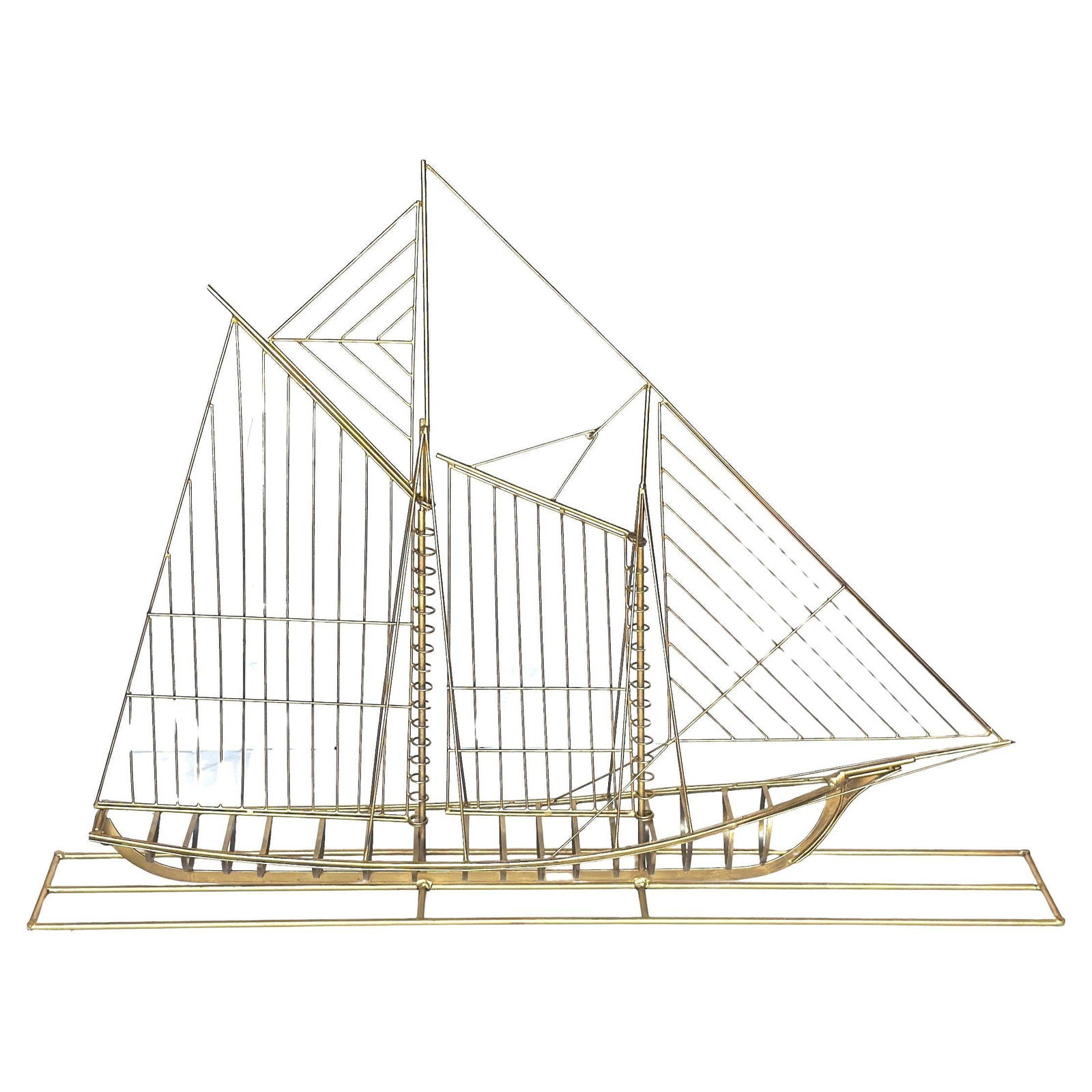 Monumental Signed Curtis Jere Brass Sailboat Sculpture 1976 (1 of 14)
