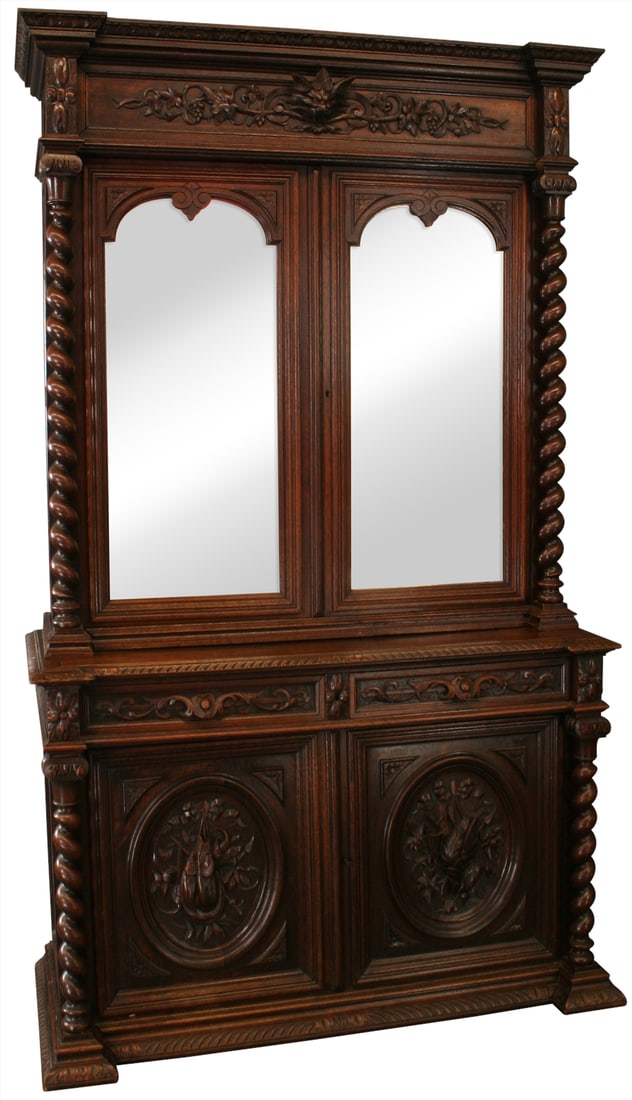 Antique Oak Buffet 1890 French Renaissance Style with Mirrors (1 of 18)