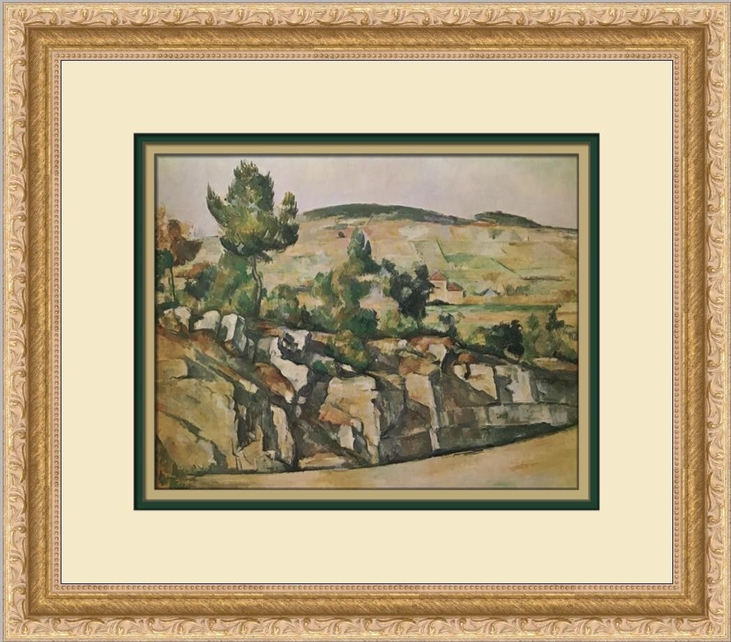 Paul Cezanne Aix Rocky Landscape Custom Framed Print 13 x 15: Paul Cezanne Aix Rocky Landscape Custom Framed Print 13 x 15 This exquisite custom framed print features Paul Cezanne's renowned work titled "Aix: Rocky Landscape." Measuring 13 in. x 15 in. with a ca