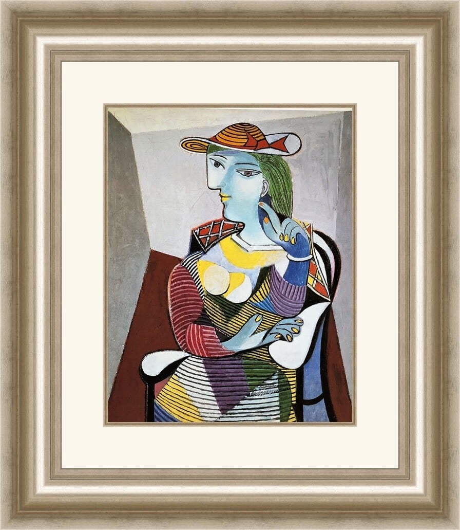 Pablo Picasso Portrait of Marie Therese Walther Custom Framed Art Print: Pablo Picasso Portrait of Marie Therese Walther Custom Framed Art Print This exquisite custom framed print features Pablo Picasso's artwork titled "Portrait of Marie Therese Walther." The piece showca