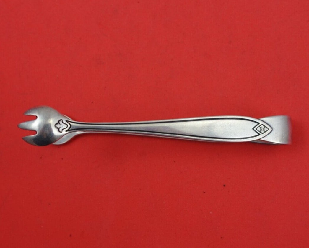 Hallmark Fiesta Sterling Silver Sugar Tong 4 1/4 Inch Serving Piece (1 of 3)