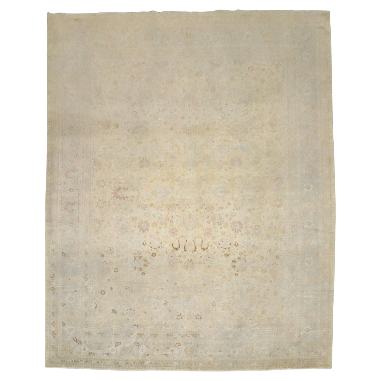 Zabihi Collection Vintage Persian Tabriz Wool Rug 10'3 x 13'7: Zabihi Collection Vintage Persian Tabriz Wool Rug 10'3 x 13'7 This exquisite early 20th-century Persian Tabriz rug showcases a stunning Agra style, perfect for enhancing any living space. Measuring 10