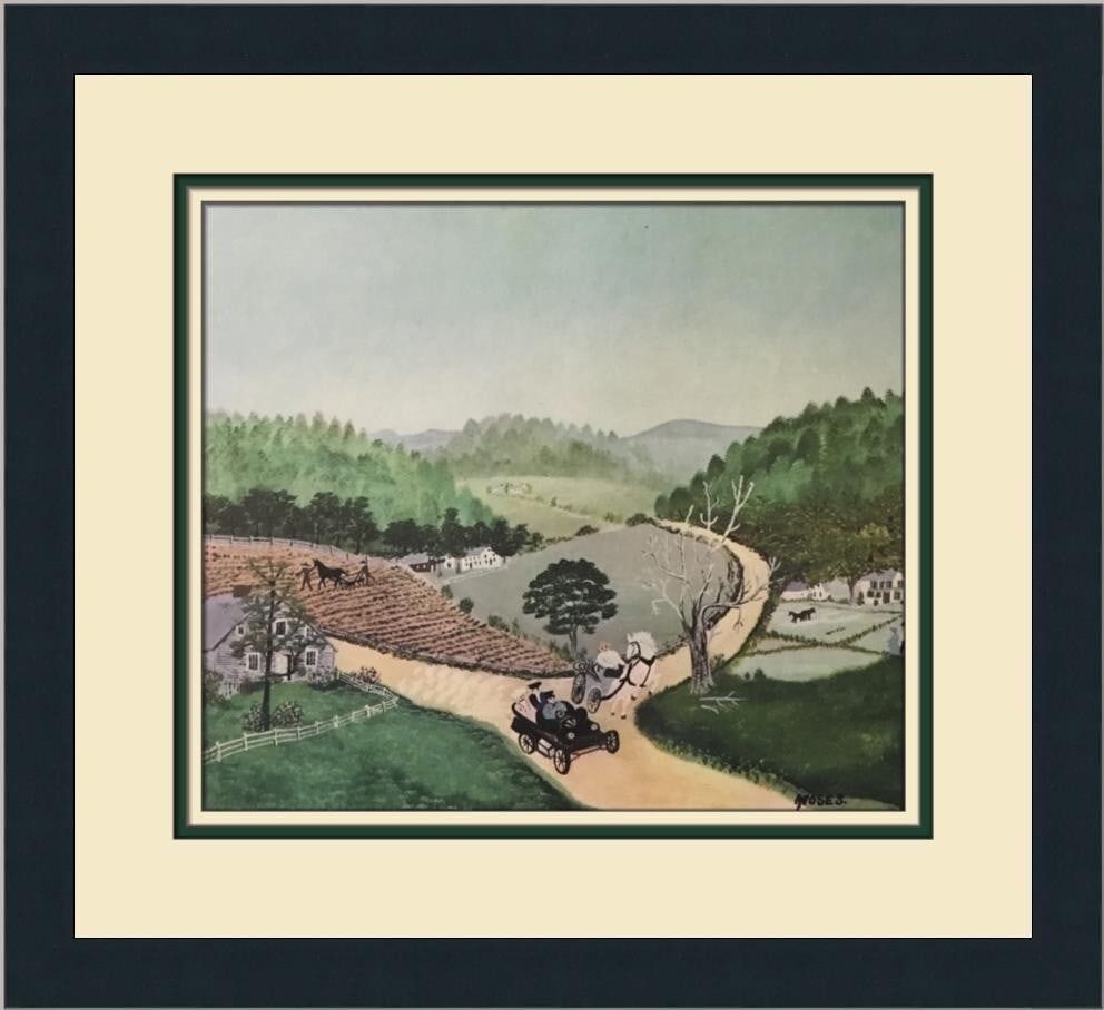Grandma Moses The Old Automobile Custom Framed Folk Art Print (1 of 2)