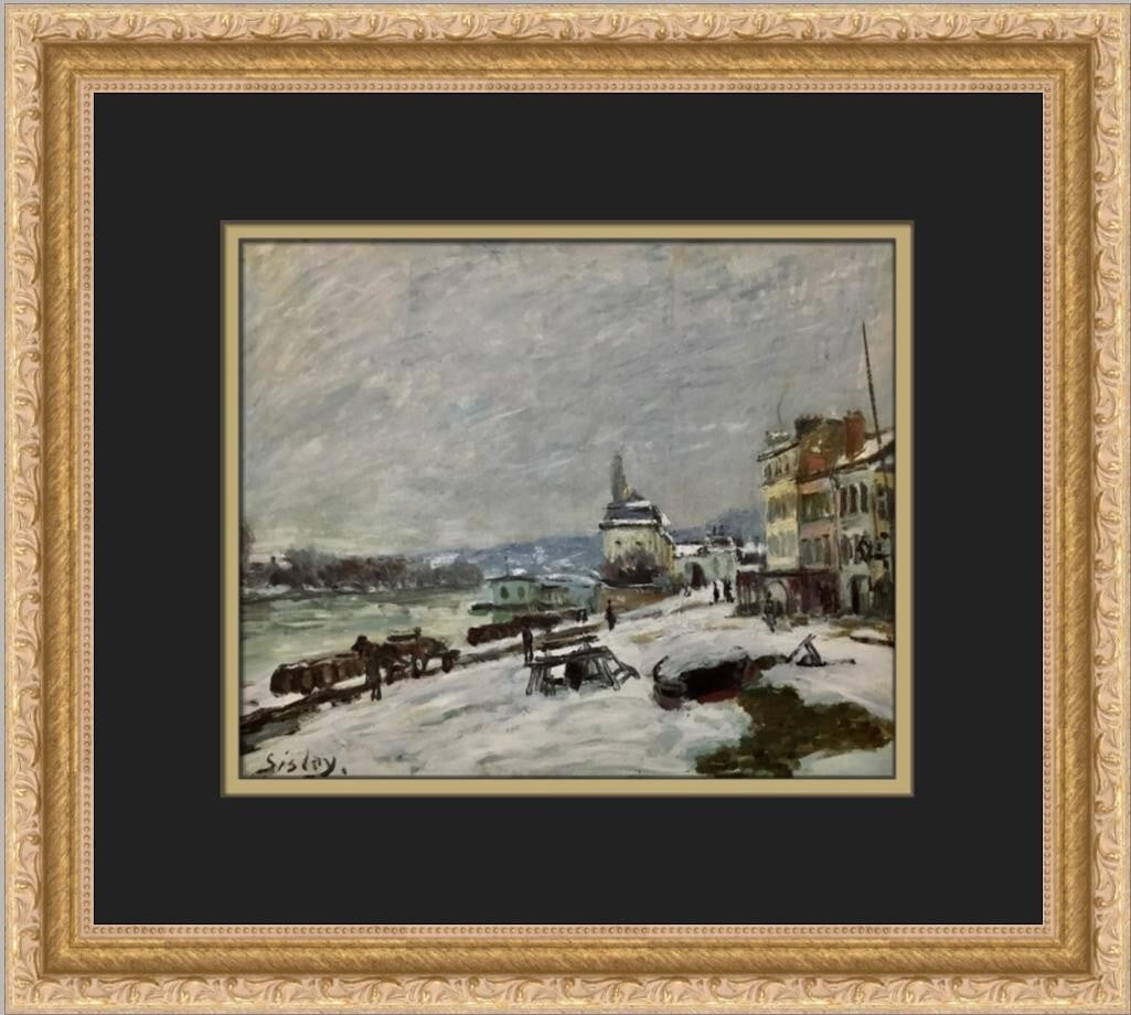 Alfred Sisley Winter in Marly Custom Framed Print 13x15 Impressionism Art: Alfred Sisley Winter in Marly Custom Framed Print 13x15 Impressionism Art This beautifully custom framed print features Alfred Sisley's renowned artwork "Winter in Marly Snow Effect." Measuring 13 in.