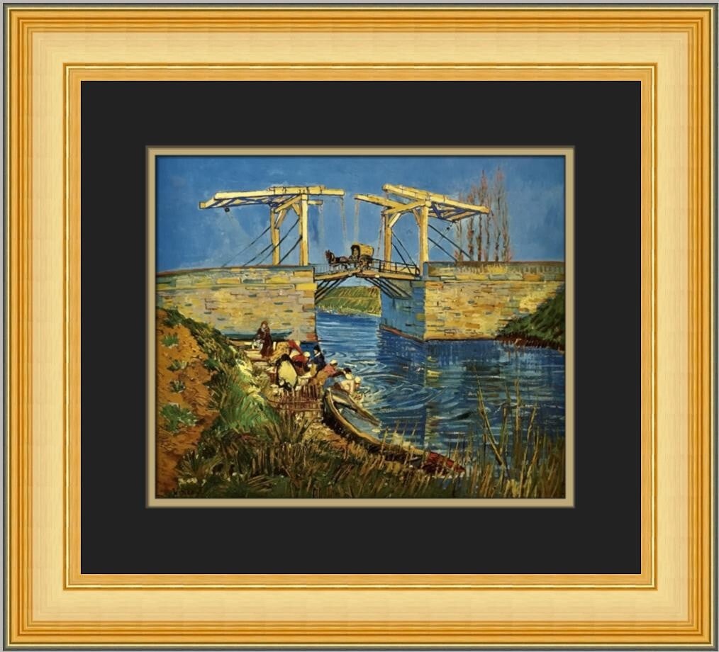 Vincent Van Gogh A Drawbridge near Arles Custom Framed Print 17 x 19 Impressionist Art (1 of 2)