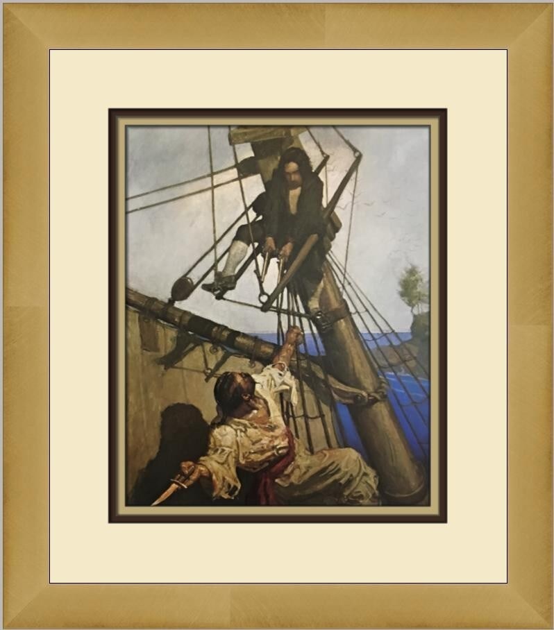 N.C. Wyeth One More Step Mr. Hands Custom Framed Lithograph 1972 (1 of 2)