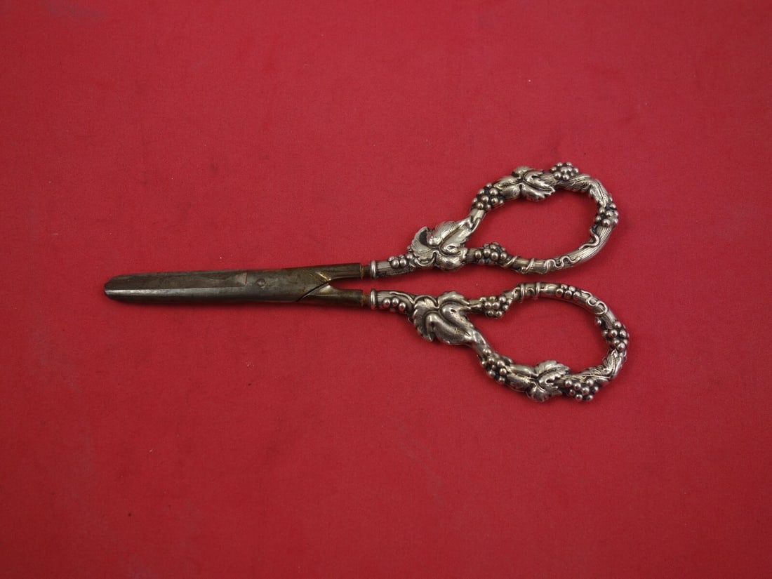 Elegant Sterling Silver Grape Shears with Steel Blades 6.5" (1 of 2)