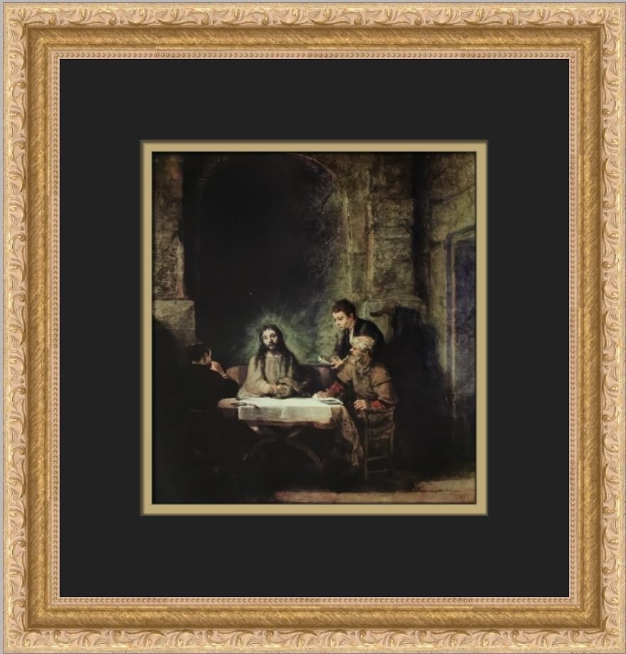 Framed Offset Lithograph Print Christ at Emmaus by Rembrandt van Rijn (1 of 2)