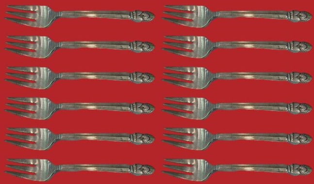 Frank Whiting Princess Ingrid Sterling Silver Salad Fork Set 12 pcs (1 of 3)