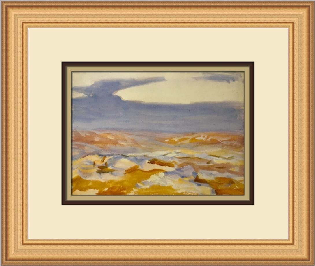 John Singer Sargent The Desert from Jerusalem Custom Framed Art Print: John Singer Sargent The Desert from Jerusalem Custom Framed Art Print This custom framed print features John Singer Sargent's artwork titled "The Desert from Jerusalem." Measuring 12 in. x 14 in., thi