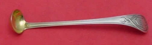 Whiting Le Cordon 5 Inch Gold-Washed Sterling Silver Mustard Ladle: Whiting Le Cordon 5 Inch Gold-Washed Sterling Silver Mustard Ladle This exquisite mustard ladle, crafted in the prestigious Le Cordon pattern by Whiting, showcases a stunning gold-washed finish over s