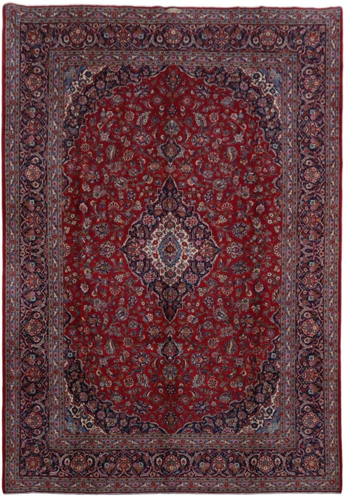Handcrafted 8.8 x 12.6 Red Kashan Persian Rug (1 of 6)