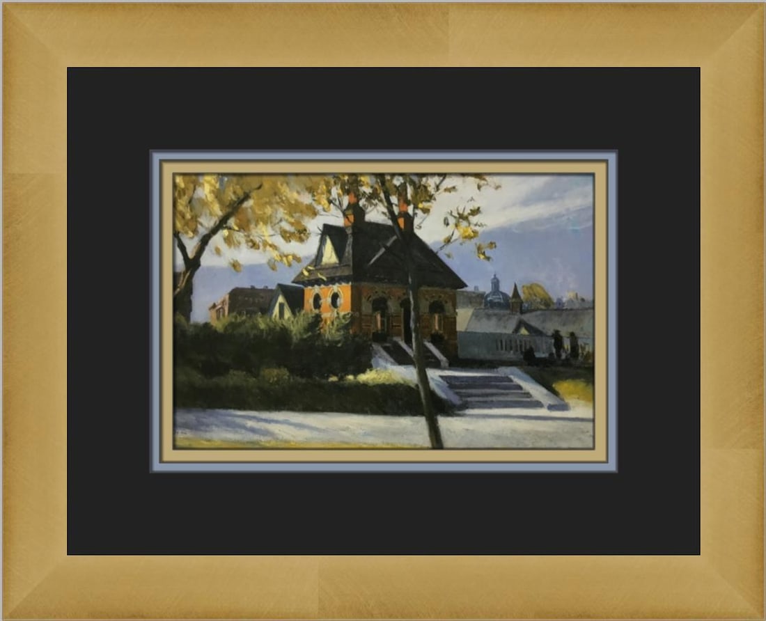 Edward Hopper Small Town Station Custom Framed Art Print 11 x 14 (1 of 2)