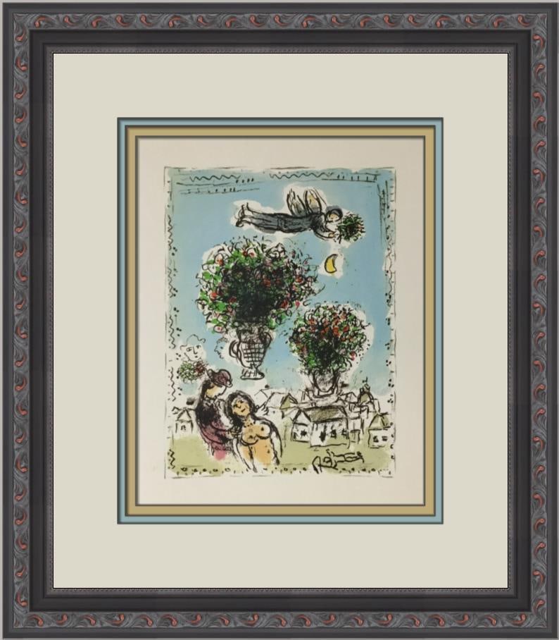 Marc Chagall Bouquets with a Blue Sky Custom Framed Art Print (1 of 2)