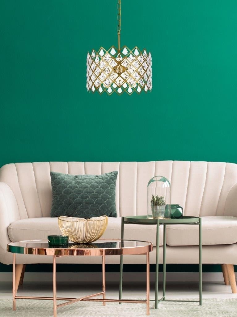 Lyla 16 Inch Modern Brass Crystal Round Pendant Chandelier with 3 Lights (1 of 11)