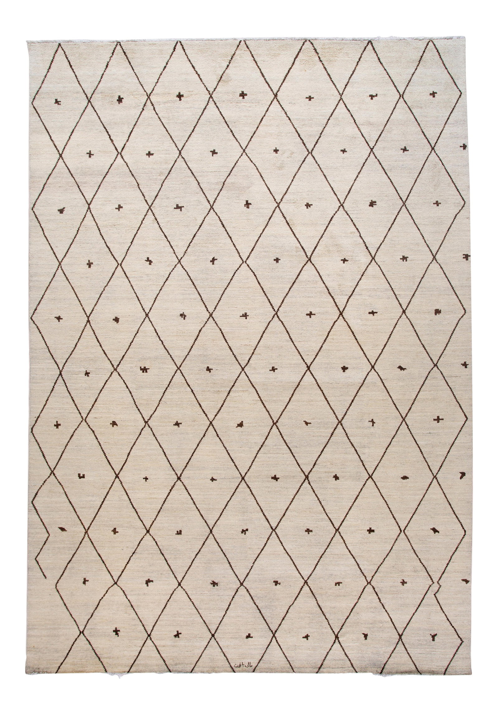 Oversized Hand-Knotted Moroccan-Style Wool Rug 12'4 x 17'9 Beige: Oversized Hand-Knotted Moroccan-Style Wool Rug 12'4 x 17'9 Beige This stunning oversized Moroccan-style rug features a hand-knotted design crafted from high-quality wool. The elegant beige field is be