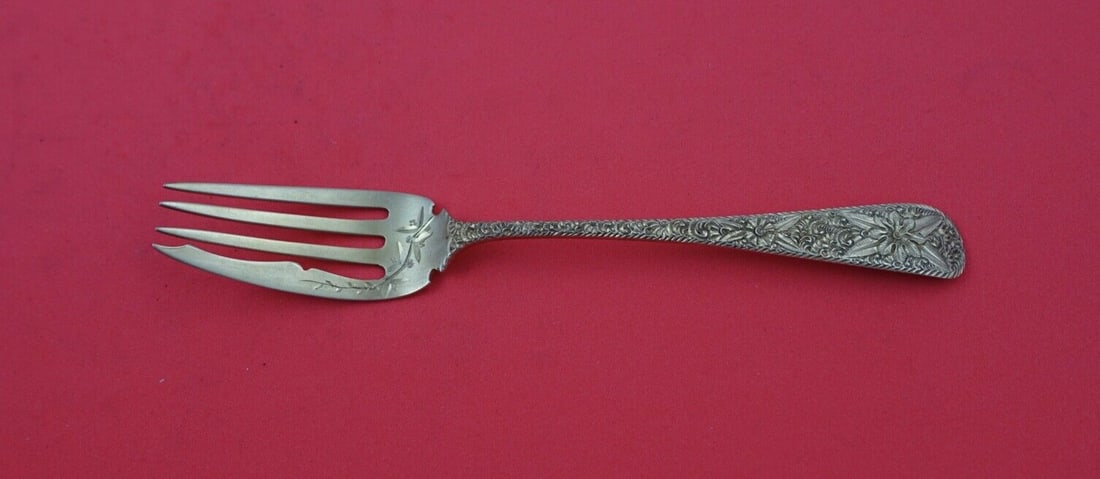 JE Caldwell Antique Engraved Sterling Silver Salad Fork 6 3/4 inches (1 of 2)