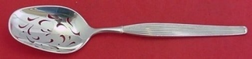 Frigast Savoy Sterling Silver Pierced Serving Spoon 8 Inch (1 of 2)