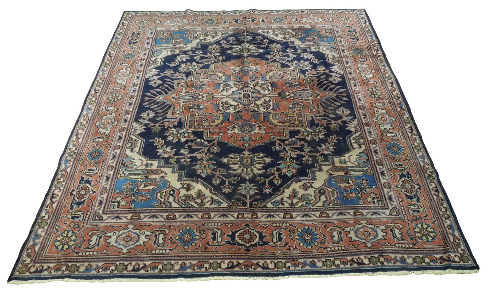 Handcrafted 8 x 9.7 Navy Blue Antique Persian Area Rug: Handcrafted 8 x 9.7 Navy Blue Antique Persian Area Rug Free continental US Shipping Enhance your home decor with this exquisite 8 x 9.7 Navy Blue Antique Persian Rug. Handcrafted by skilled Persian ar