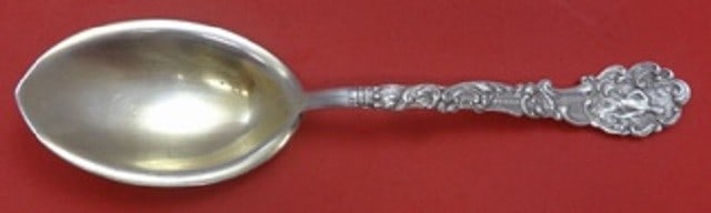 Gorham Versailles Sterling Silver Berry Spoon Gold Washed 8 5/8": Gorham Versailles Sterling Silver Berry Spoon Gold Washed 8 5/8" This exquisite Gorham serving spoon, crafted in the elegant Versailles pattern, features a pointed design and is gold washed for a luxu