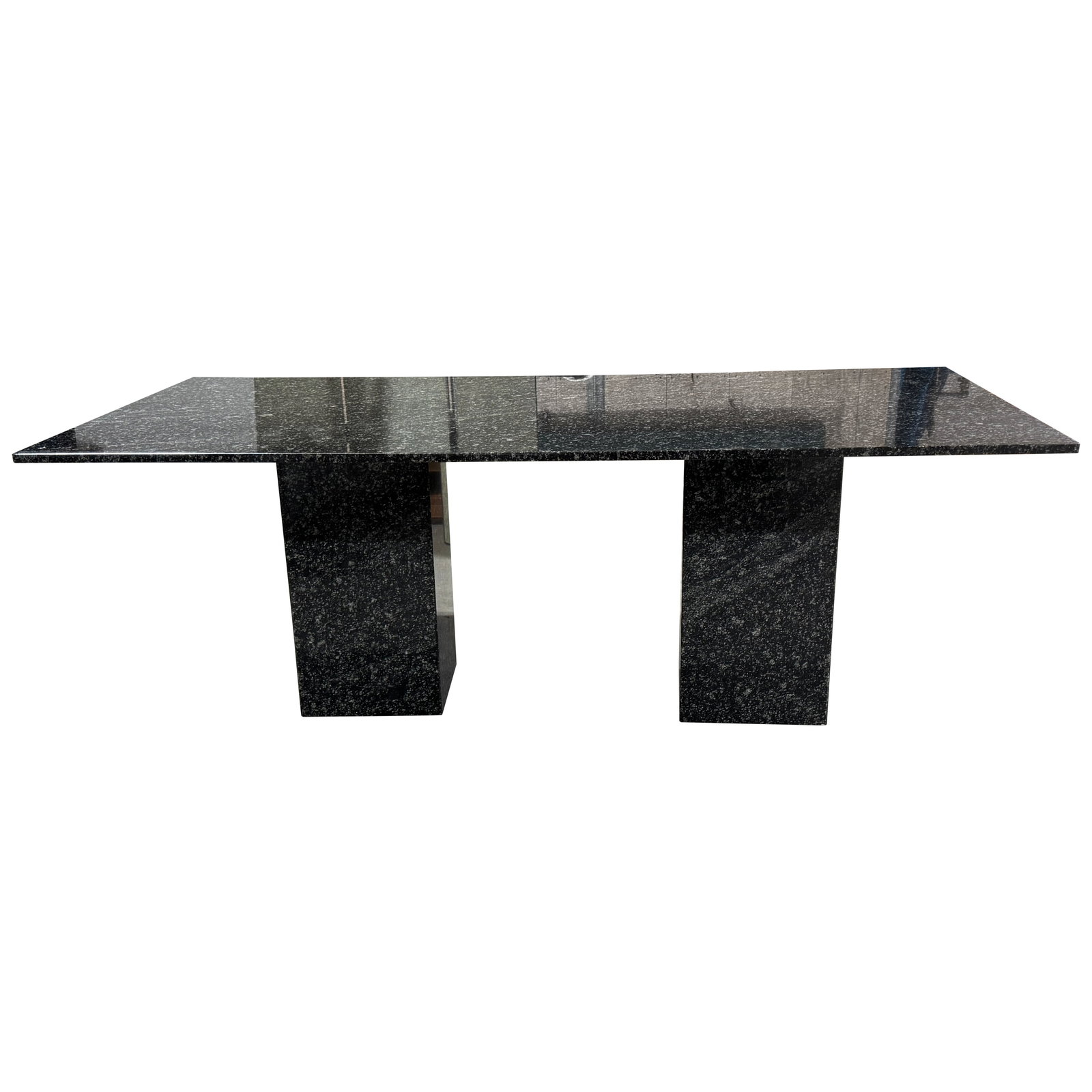 Donghia 1980s Black & White Variegated Stone Minimalist Dining Table Desk Italy (1 of 10)