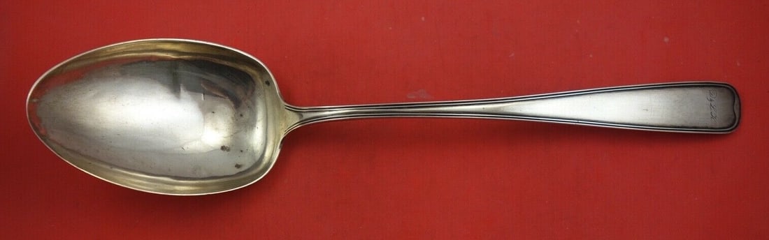 Sterling Silver Goose Stuffing Spoon Fiddle Thread Pattern c. 1877 16" (1 of 2)