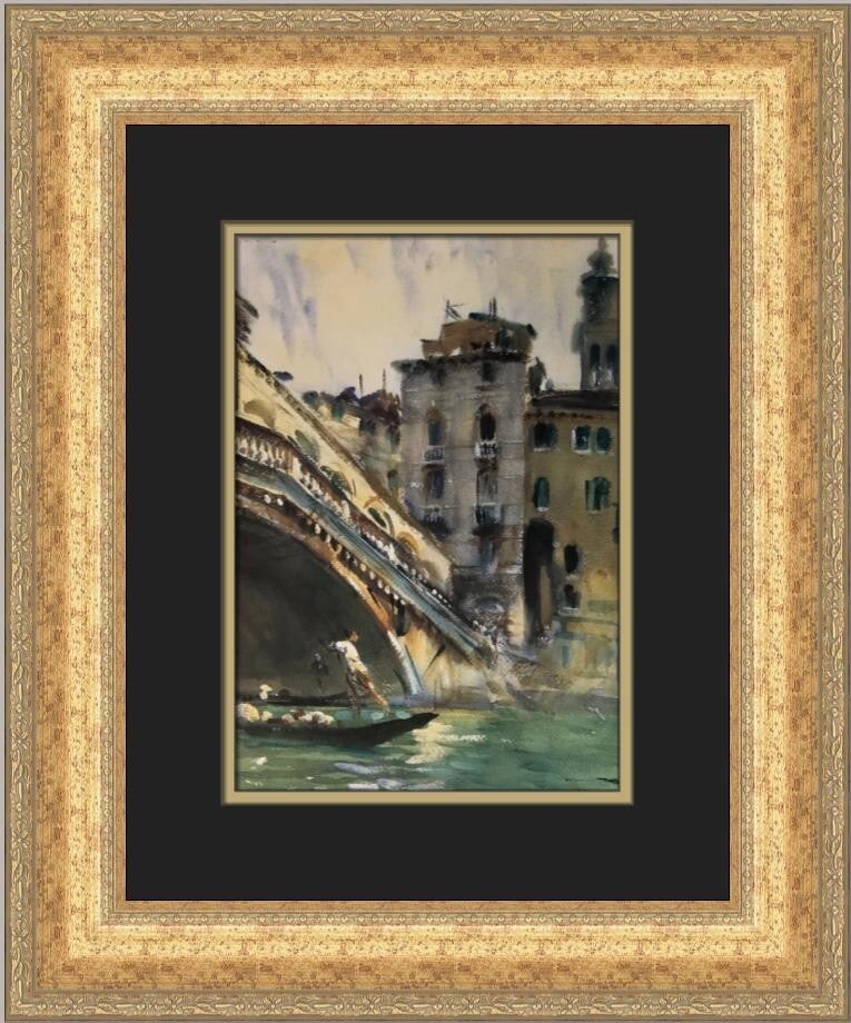 John Singer Sargent The Rialto in Venice Custom Framed Art Print: John Singer Sargent The Rialto in Venice Custom Framed Art Print This exquisite print titled "The Rialto in Venice" by renowned artist John Singer Sargent is a stunning representation of the Expressio