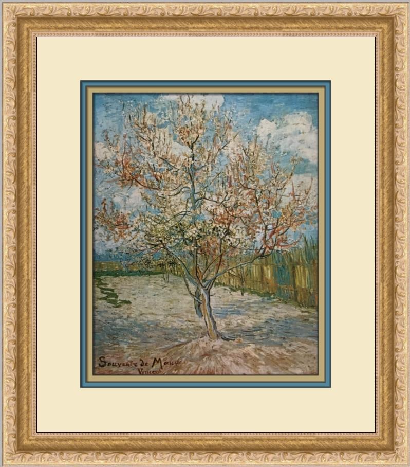 Vincent Van Gogh Peach Trees in Blossom Custom Framed Print 16x14 (1 of 2)