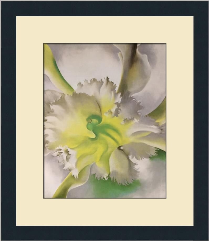 Georgia O'Keeffe An Orchid Custom Framed Print 1993 Modernism Art: Georgia O'Keeffe An Orchid Custom Framed Print 1993 Modernism Art This exquisite custom framed print titled 'An Orchid' by renowned artist Georgia O'Keeffe exemplifies modernism and naturalist abstrac