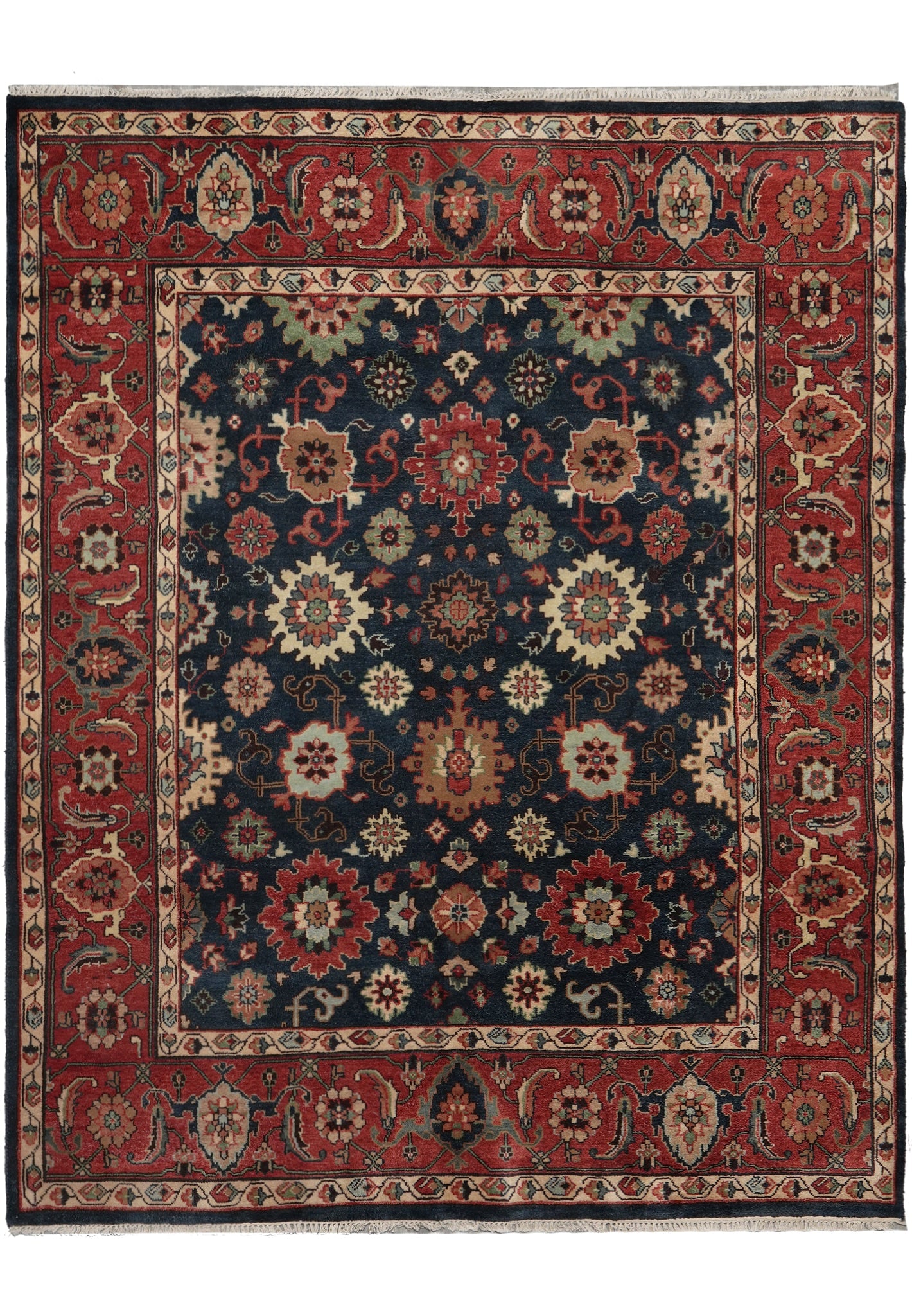 8 x 10 Handmade India Mahal Wool Rug Traditional Floral Design: 8 x 10 Handmade India Mahal Wool Rug Traditional Floral Design Free continental US Shipping This 8 x 10 handmade India Mahal wool rug is expertly crafted by skilled artisans, featuring a dense and sof