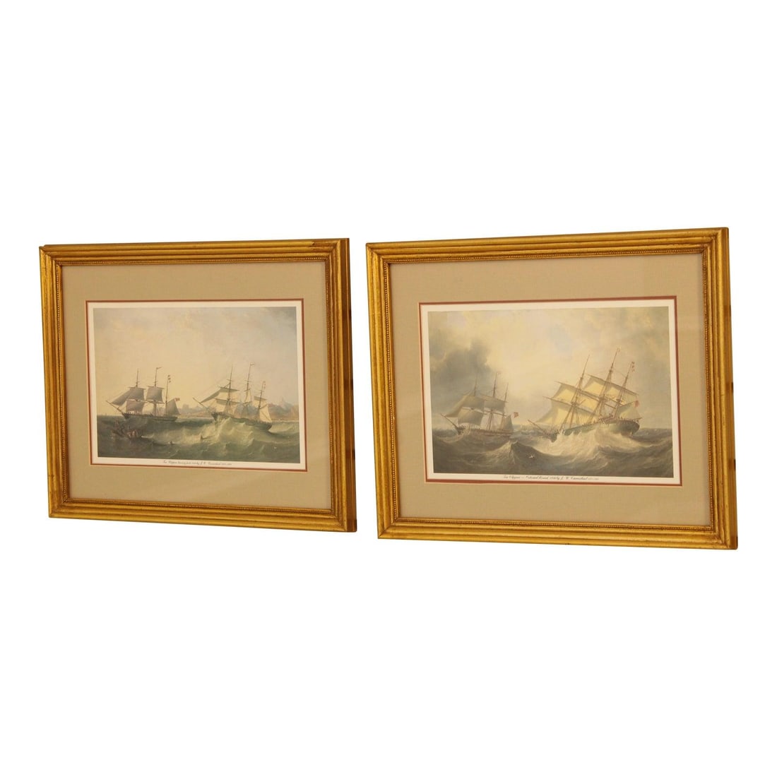 Set of Two Framed Tall Clipper Ship Color Prints with Mats (1 of 10)