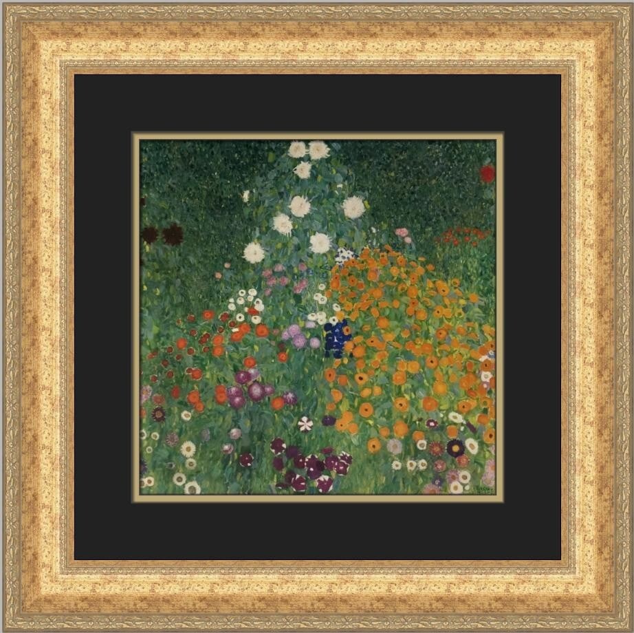 Gustav Klimt Farm Garden Custom Framed Print 20x20 Symbolism Art: Gustav Klimt Farm Garden Custom Framed Print 20x20 Symbolism Art This stunning print titled "Farm Garden" by Gustav Klimt showcases the artist's signature Symbolism style. Custom framed in a 2 1/2" go