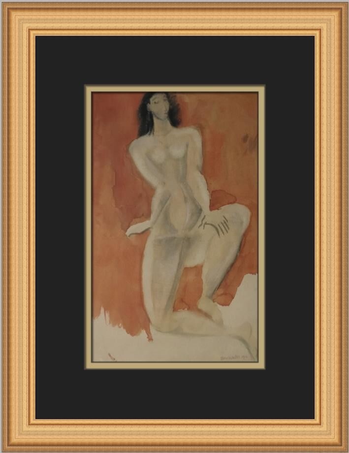 Max Weber Figure Seated Nude Custom Framed Art Print 14 x 12: Max Weber Figure Seated Nude Custom Framed Art Print 14 x 12 This custom framed print titled "Figure Seated Nude" by artist Max Weber showcases a beautiful expressionist-impressionist style. The print