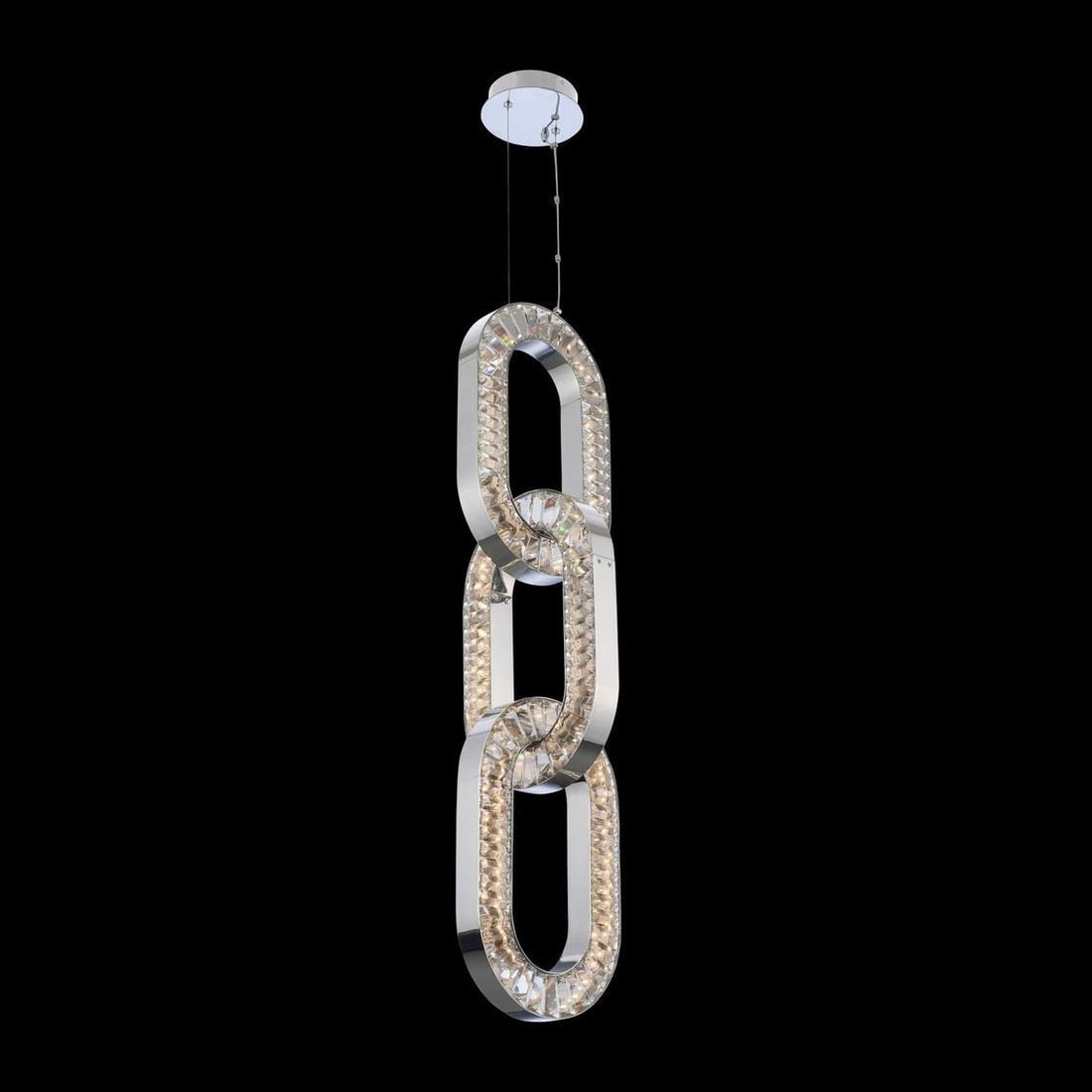 Kalco Catena Chain Link Chrome Crystal Foyer Pendant Light 48H 12W 12D: Kalco Catena Chain Link Chrome Crystal Foyer Pendant Light 48H 12W 12D The Contemporary Catena Crystal Foyer Light features a chain link design, crafted with Firenze crystal and stainless steel in a c