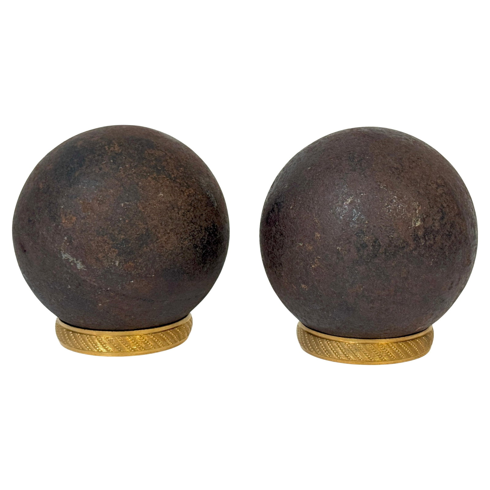 Set of 4 Confederate Civil War Cast Iron Cannonballs with Ormolu Mounts (1 of 14)