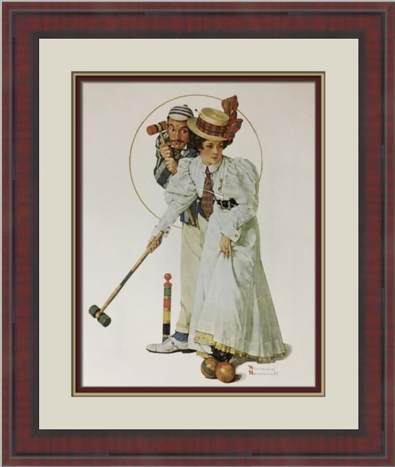 Norman Rockwell Croquet Custom Framed Print 1979 Americana Art (1 of 2)