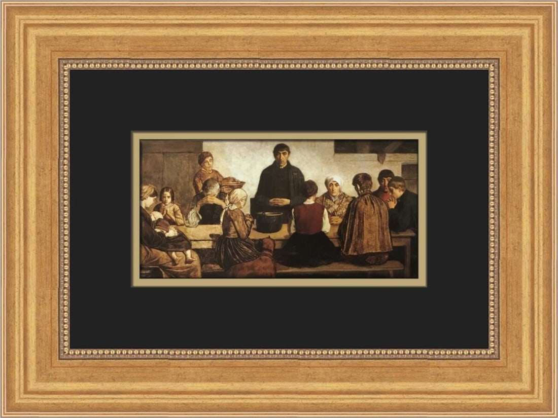 Charles De Groux Saying Grace Custom Framed Print 1996 Impressionism: Charles De Groux Saying Grace Custom Framed Print 1996 Impressionism This exquisite custom framed print titled "Saying Grace" by Charles De Groux captures a serene moment in an Impressionism Realism s